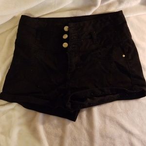 High-waisted black shorts